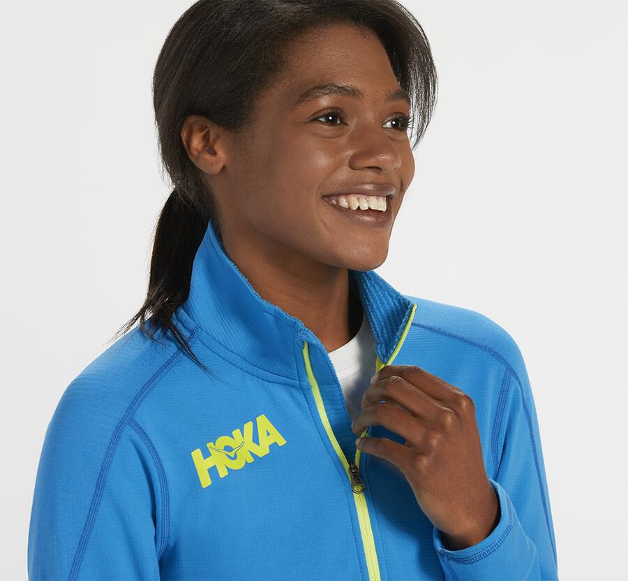 Hoka One One Top Kadın Mavi - 1/2 Zip Midlayer - KC9528016